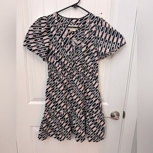 Anthropologie Black and Red Geometric dress. XS petite NWT